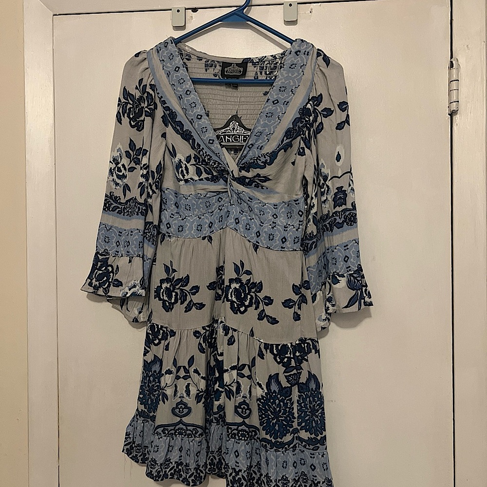 Angie Blue and Cream Floral Mini Dress